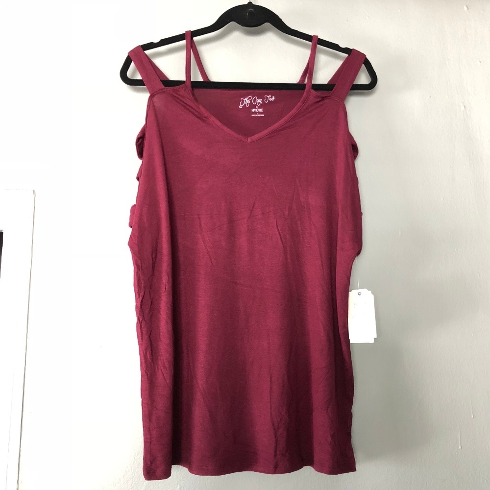 Hippie Rose Womens Caged Shoulders Basic T-Shirt